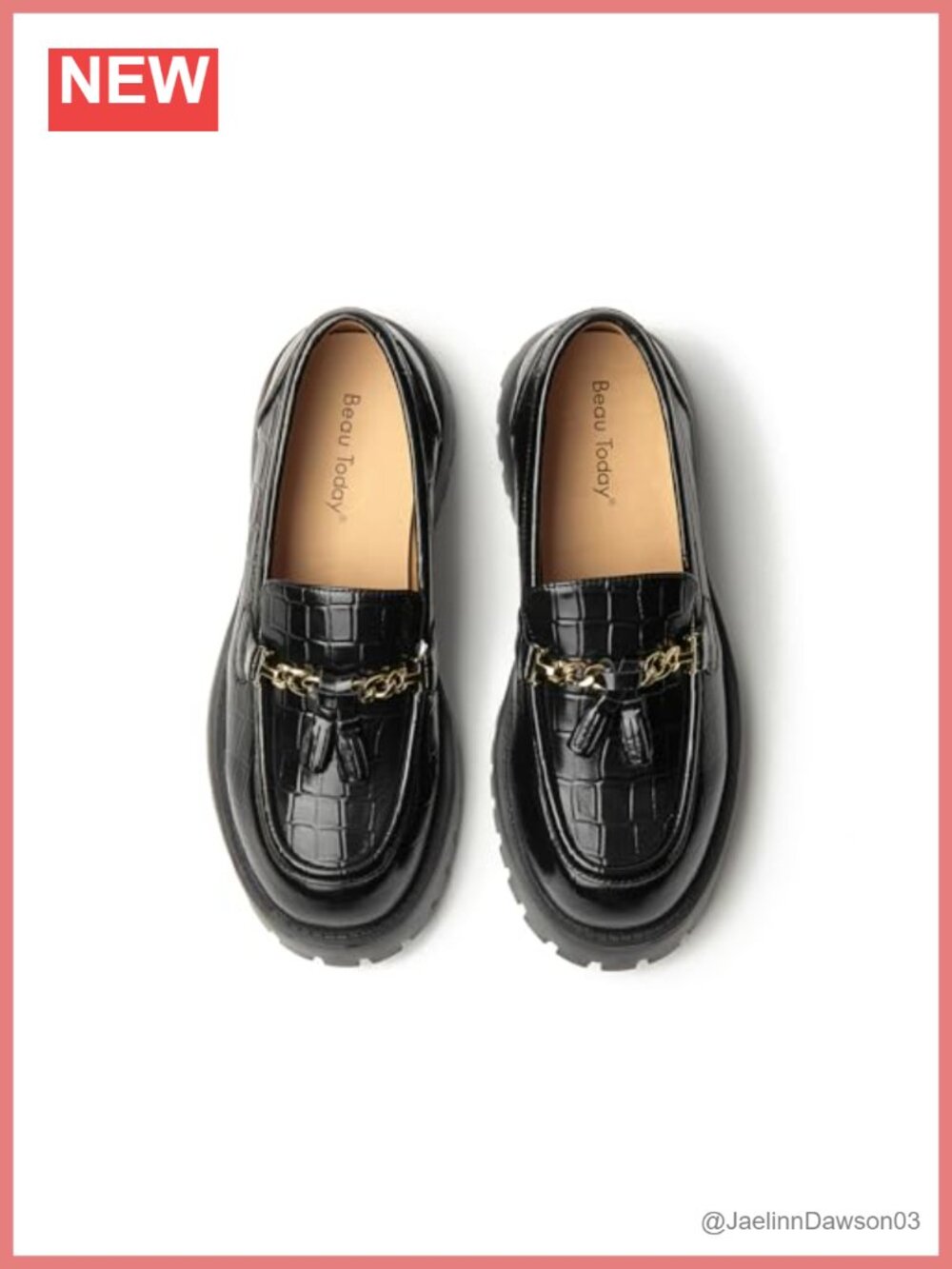 Chunky Loafers for Women Platform Lug Sole Slip-on Leather